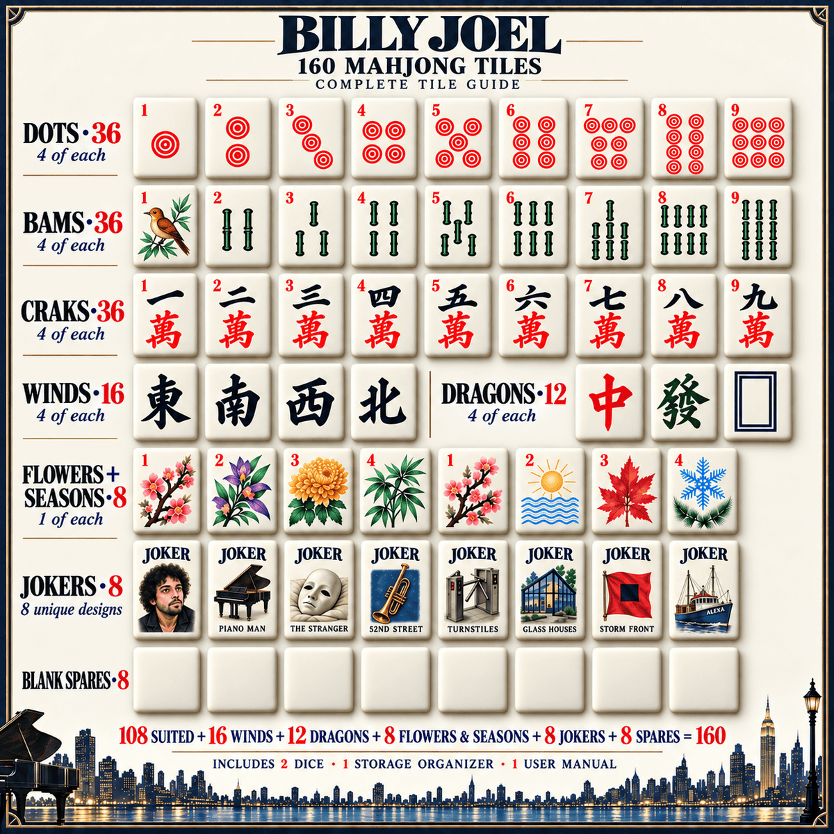 Premium BLJY Mahjong Tiles Set TTMH
